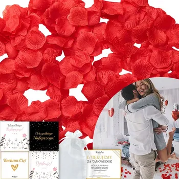 Obraz OKVĚTNÍ LÍSTKY RŮŽÍ ČERVENÉ JAKO DÁREK SVATBA VALENTÝN KONFETY PREMIUM KailaArt