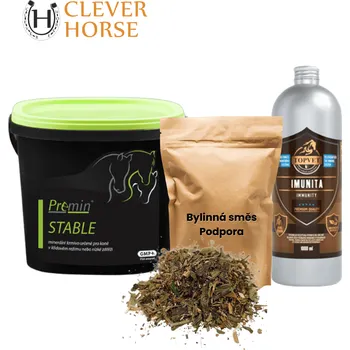 IMUNITA balíček Premin Stable 2 kg + Sirup Imunita 1 l + Bylinky Podpora 1 kg (Výhodný set pro podporu imunity koně)