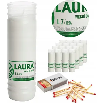 Svíčka Parafínové vložky do hřbitovních svíček BISPOL Laura L7 120H 1 6 Ks + zápalky DABSTER_ PL