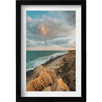 Obraz Nástěnný obraz v černém rámu Letní krajina moře, nebe a pobřeží 20x30 cm