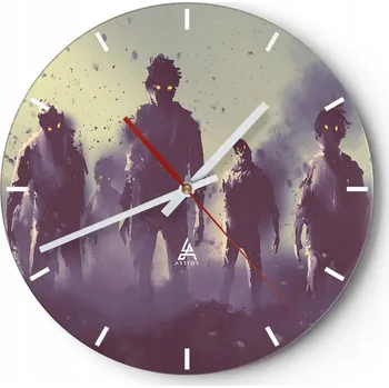 Hodiny Velké nástěnné hodiny 40x40 Zombie Skleněné hodiny Kulatý Tiché