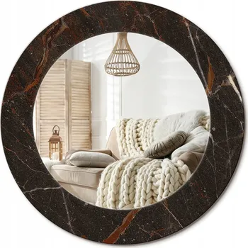 Zrcadlo Zrcadlo s potiskem do koupelny, kuchyně, předsíně, průměr 50 cm - Hnědý mramor