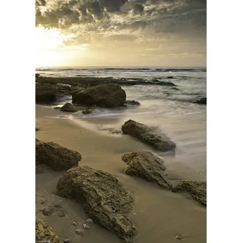 Obraz Plakát Západ slunce nad pláží Palmachim bez rámu 21 x 29,7 cm