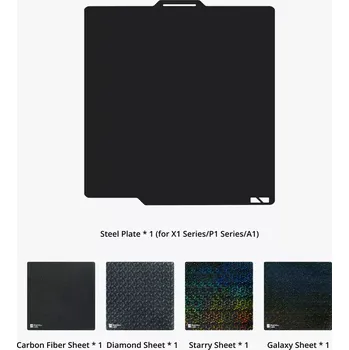 Příslušenství k 3D tiskárně Bambu Lab - Samolepící podložka s 3D efektem - X1, P1, A1, Typ Podložka + sada nálepek (4 ks)