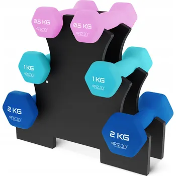 4FIZJO Sada litinových činek se stojanem: 2x0,5 kg, 2x1 kg, 2x2 kg