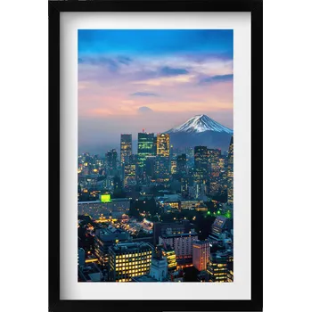 Obraz Obraz v černém rámu na zeď do obýváku kuchyně Město v noci 40x60 cm