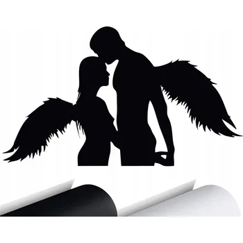 Samolepicí dekorace na vozidlo SAMOLEPKA na auto ANDĚLÉ LÁSKA PÁR 15x8,5