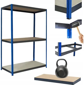 Dílenský regál Kovový regál do skladu, dílny, stojan HELIOS 90x100x35cm, 3 police, nosnost 175kg