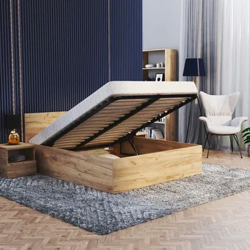 Postel Jednolůžková postel imitace dřeva AJKmeble 120x200 cm dub craft