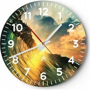 Hodiny Kuchyňské nástěnné hodiny 30x30 Mořská vlna Moderní skleněné hodiny Tiché