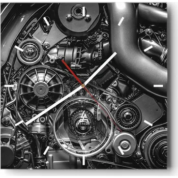 Hodiny Velké nástěnné hodiny na zeď 40x40 cm, skleněné, čtvercové, s tichým chodem