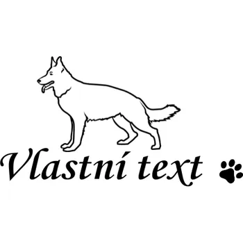 Nášivka Nažehlovací nápis Bílý Švýcarský ovčák Vzor: 5, Potisk: tmavě šedá, Motiv: tlapka