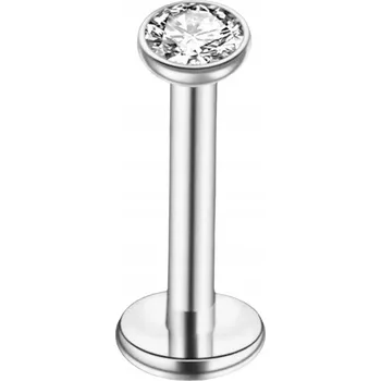 Náušnice Labret piercing BIZU stříbrný titan s kubickou zirkonií 1,20 mm