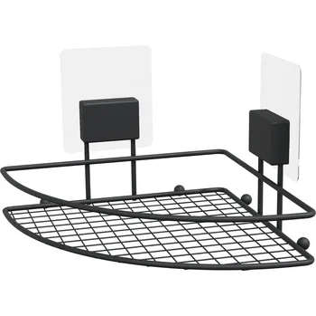 Sada koupelnových doplňků Rohová samolepicí koupelnová police Compactor Bestlock Black Magic systém bez vrtání