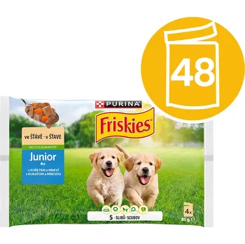 Krmivo pro kočku Friskies JUNIOR multipack 48 x 85 g kuře a mrkev ve šťávě