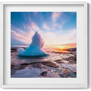 Obraz Dekorace obraz s grafikou v krásném rámu Gejzír na Islandu 50x50 cm