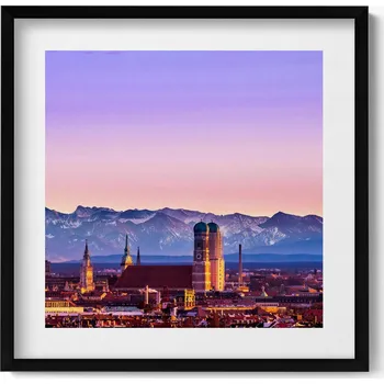 Obraz Dekorace obraz s grafikou v krásném rámu Německé Alpy v Mnichově 50x50 cm