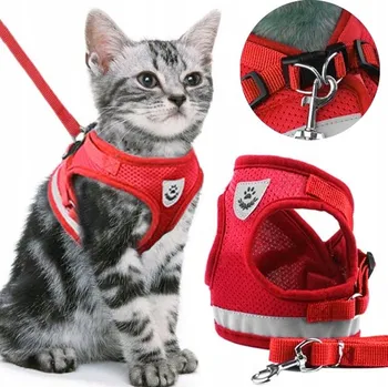 Vodítko pro psa BEZTLAKOVÉ VYCHÁZKOVÉ POPRUHY S NASTAVITELNOU ODRAZKOU PRO KOČKY + VODÍTKO, VELIKOST XS