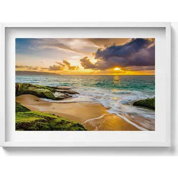 Obraz Dekorativní obraz v rámu na zeď Pláž při západu slunce 70x50 cm