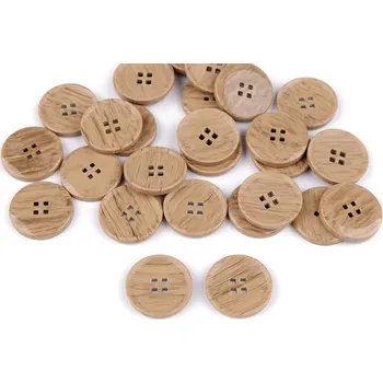 Knoflík Knoflík imitace dřeva 20mm béžový (Knoflík plastový 20mm)