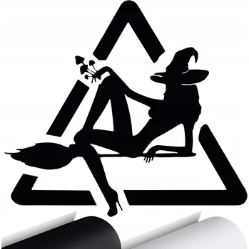 Samolepicí dekorace na vozidlo NÁLEPKA na auto POZOR ČARODĚJNICE 15x14 cm