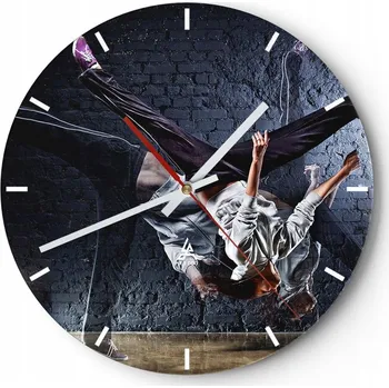 Hodiny Nástěnné hodiny do kuchyně 30x30 Tanec Skleněné hodiny do obýváku Loft Tiché