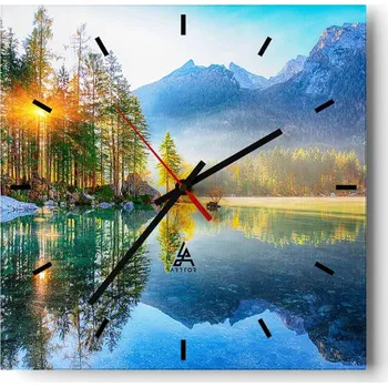 Hodiny Velké nástěnné hodiny 40x40 Krajina Skleněné hodiny Tiché