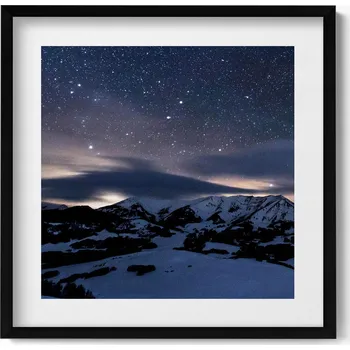 Obraz Dekorativní obraz v rámu na zeď Hvězdy v noci na obloze v horách 50x50 cm