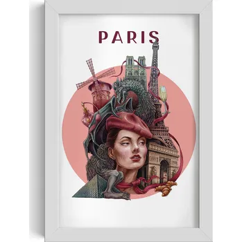 Obraz Obraz nástěnná dekorace Paříž Eiffelova věž Notre Dame Moulin Rouge 20x30 cm