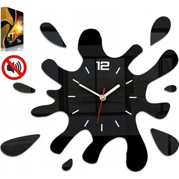 Hodiny Nástěnné hodiny Kleks Černé Ultra Tiché 45cm 3D