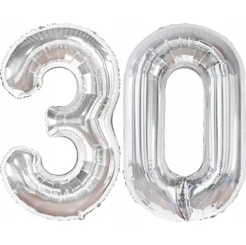 Balónek Obrovské Stříbrné Balónky Číslice 30 k Narozeninám, 100 cm!