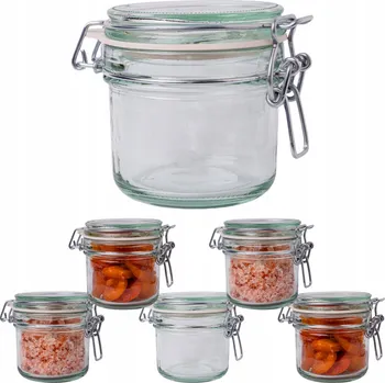 Sklenice 200 Ml hermetické skleněné SKLENICE se skleněným víkem Kuchyňské nádoby 6 Ks