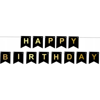 Banner PartyPal Všechno Nejlepší k Narozeninám, zlato-černý