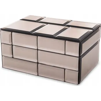 Šperkovnice SKLENĚNÁ ŠPERKOVNICE ŠAMPAŇ MINIMALISTICKÝ STYL NA ŠPERKY KAZETA GLAMOUR