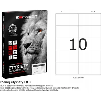 Samolepící etiketa Samolepicí etikety A4, 100 listů EMERSON, 105 x 57 mm