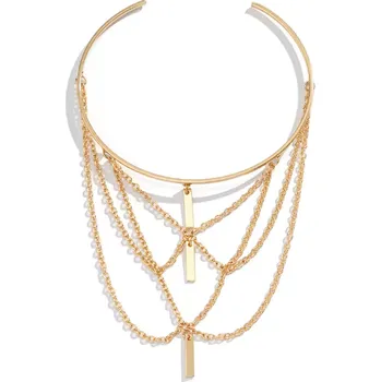 Náramek B-TOP Otevřený náramek na paži s vícevrstvými řetízky Druh barvy: Zlatá