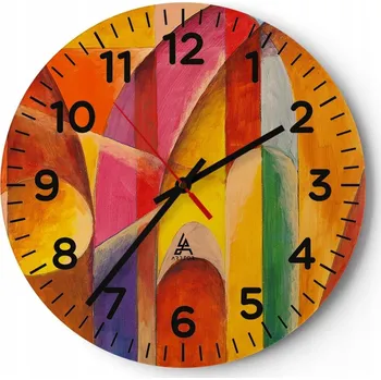 Hodiny Nástěnné hodiny do obýváku 40x40 Abstrakce Kulatý Skleněné hodiny Loft Tiché