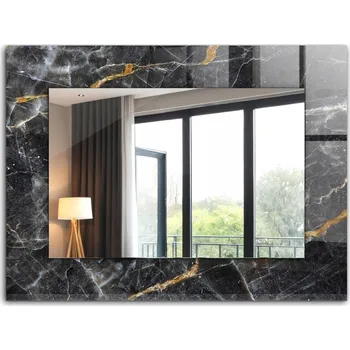Zrcadlo Zrcadlo do koupelny ložnice obývacího pokoje s potiskem 80x60 cm Černý mramor