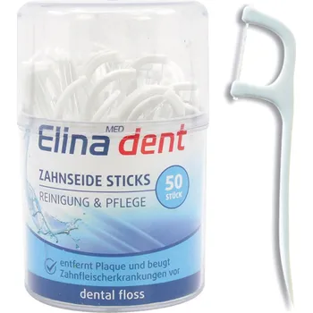 zubní pasta Dentalni nit na tycince ElinaDent 50ks v doze