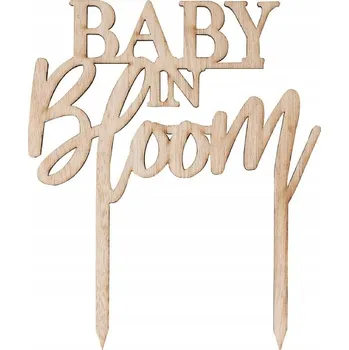 Obraz Dřevěný topper "Baby in Bloom", Ginger Ray, 19 x 14 cm.