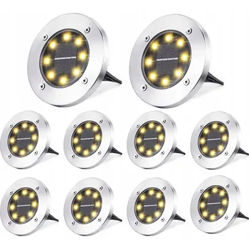 Venkovní osvětlení 10x Solární LED zahradní světlo zapichovací do země, nájezdové, disk