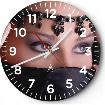 Hodiny Nástěnné hodiny do obýváku 40x40 Žena Kulatý Skleněné hodiny Loft Tiché