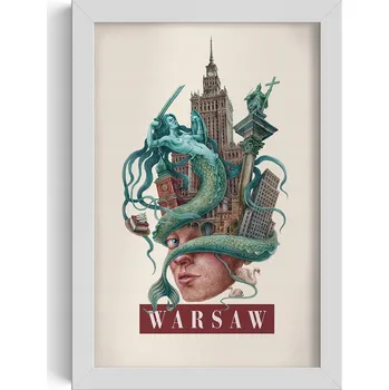 Obraz Nástěnný obraz v rámu Retro styl Varšava Siréna PKiN Sloup Zikmunda 20x30 cm