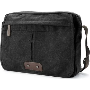 Vintage taška přes rameno z&nbsp;grafitového plátna a hnědé kůže - Delton Bags