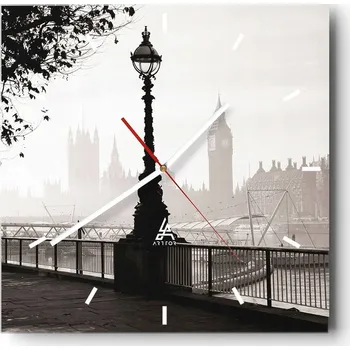 Hodiny Nástěnné hodiny Skleněné hodiny 30x30 cm Architektura Londýn Město Hodiny na zeď ARTTOR Moderní nástěnné hodiny do obýváku Tiché nástěnné hodiny do kuchyně Skleněné nástěnné hodiny bezhlučné Nástěnná dekorace moderní stylové Nástěnné hodiny do kuchyně Čtv