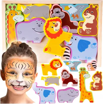 Puzzle DŘEVĚNÉ PUZZLE SKLÁDAČKA ZVÍŘATA ZOO PRO DĚTI