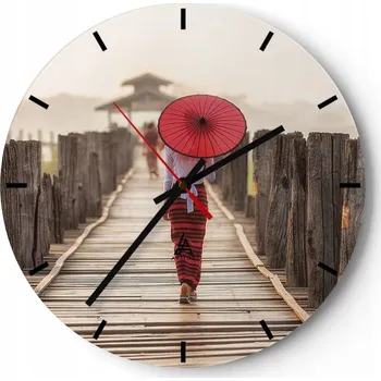 Hodiny Nástěnné hodiny do kuchyně 30x30 Slunečník Skleněné hodiny do obýváku Loft Tiché