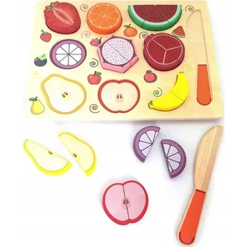 Dřevěná hračka Puzzle na krájení zeleniny a ovoce, dřevěné hračky na krájení HG