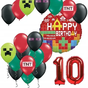 Balónek BALÓNKY sada na narozeniny 10 LET PIXEL TNT GAME