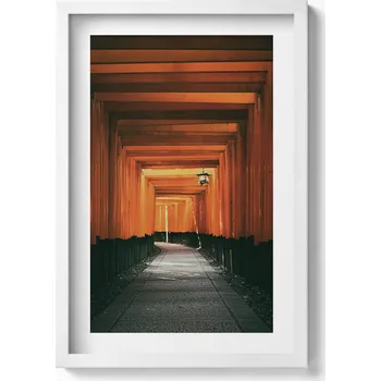 Obraz Závěsný obraz v bílém rámu Tradiční cesta bránou torii 40x60 cm